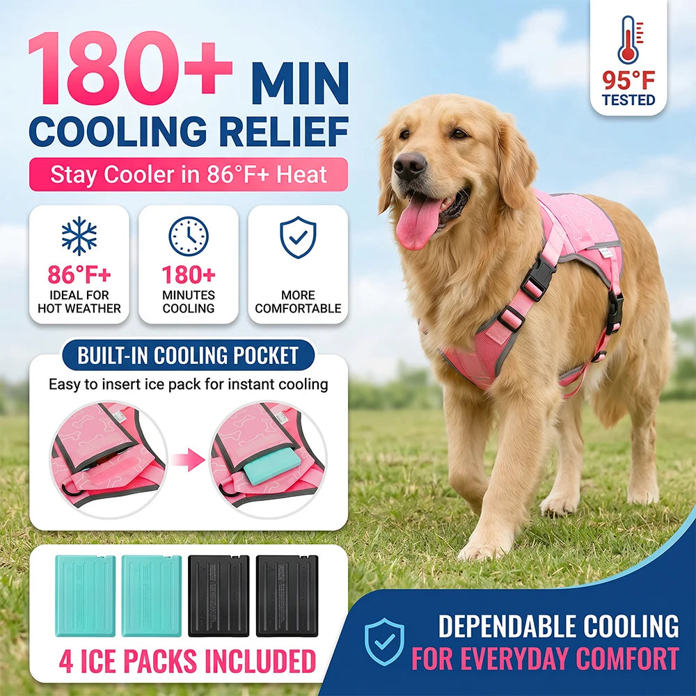 Pet Cooling Vest With Replaceable Cooling Packs For All Breeds