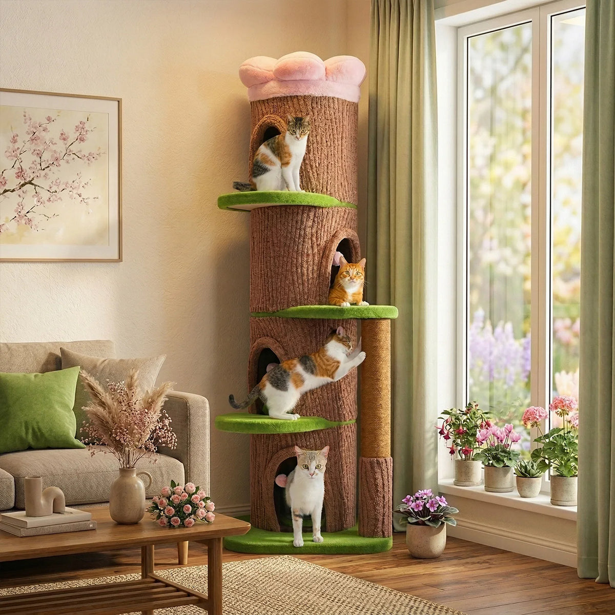 P Cat Tree With Spacious Condos Scratching Posts Cozy Beds