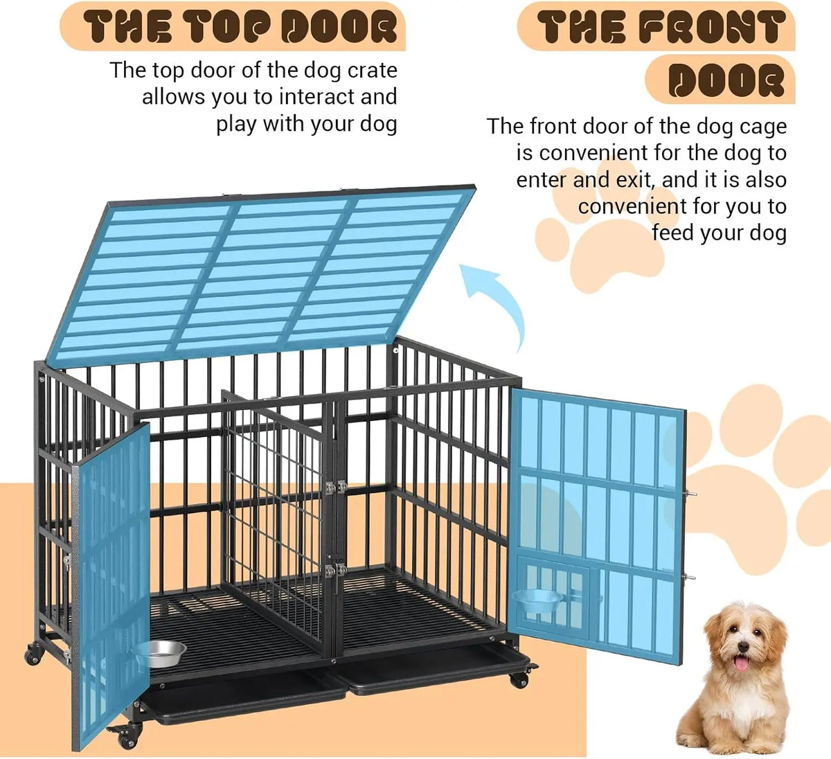 Anixol Heavy Duty Metal Dog Crate With Double Entry Doors