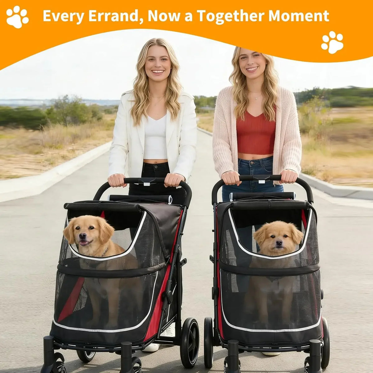 Garvee Heavy Duty Foldable Dog Stroller With Mesh Ventilation