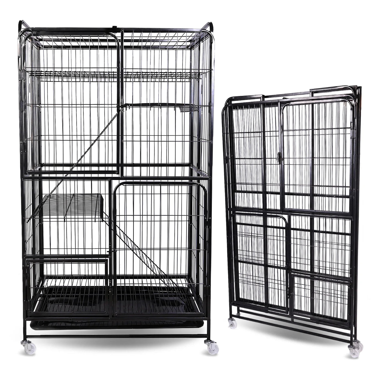 ATUOTIN 4-Tier Cat Cage With Wheels And Rolling Storage Tray