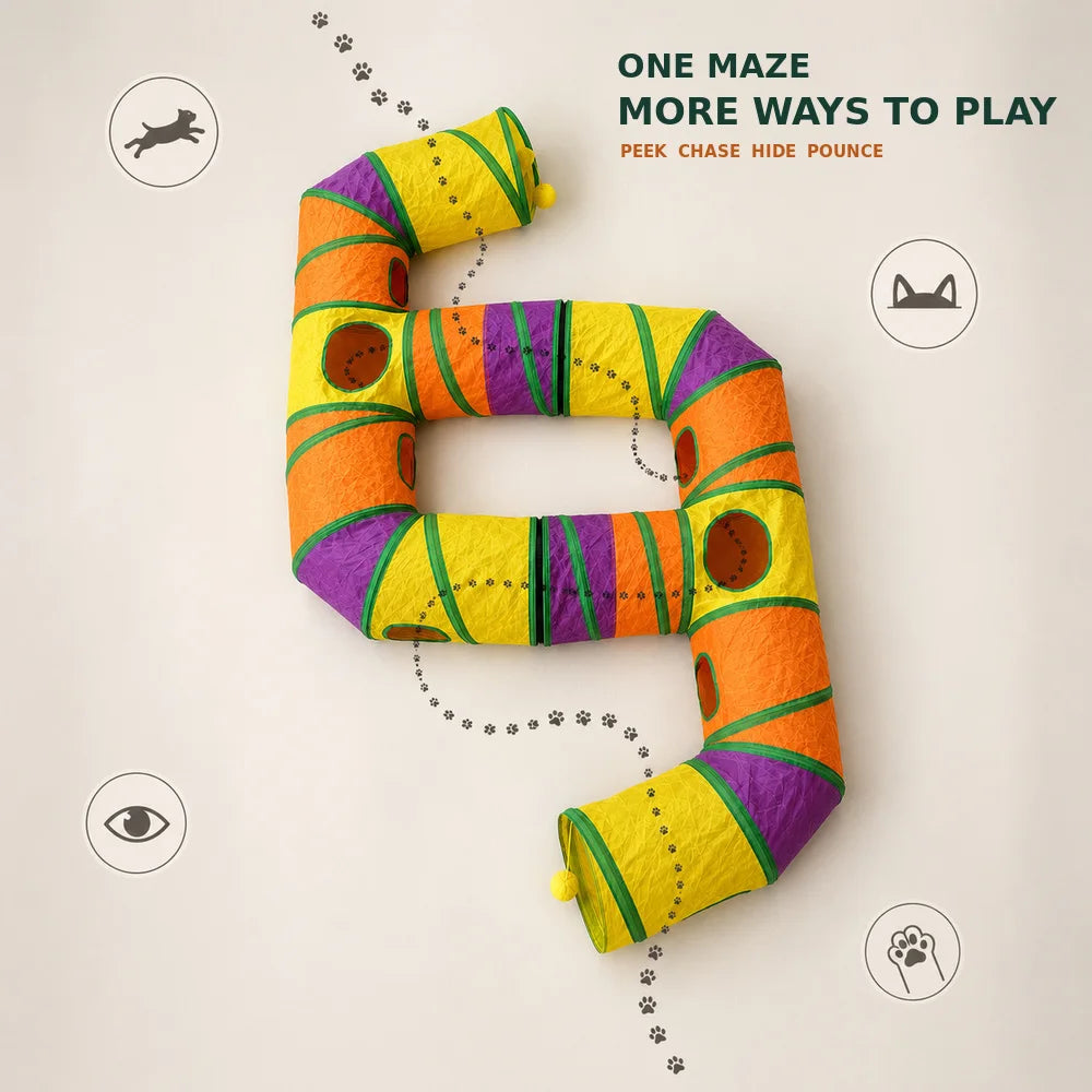 Zoe Connectable Foldable Cat Tunnel Maze Interactive Playset