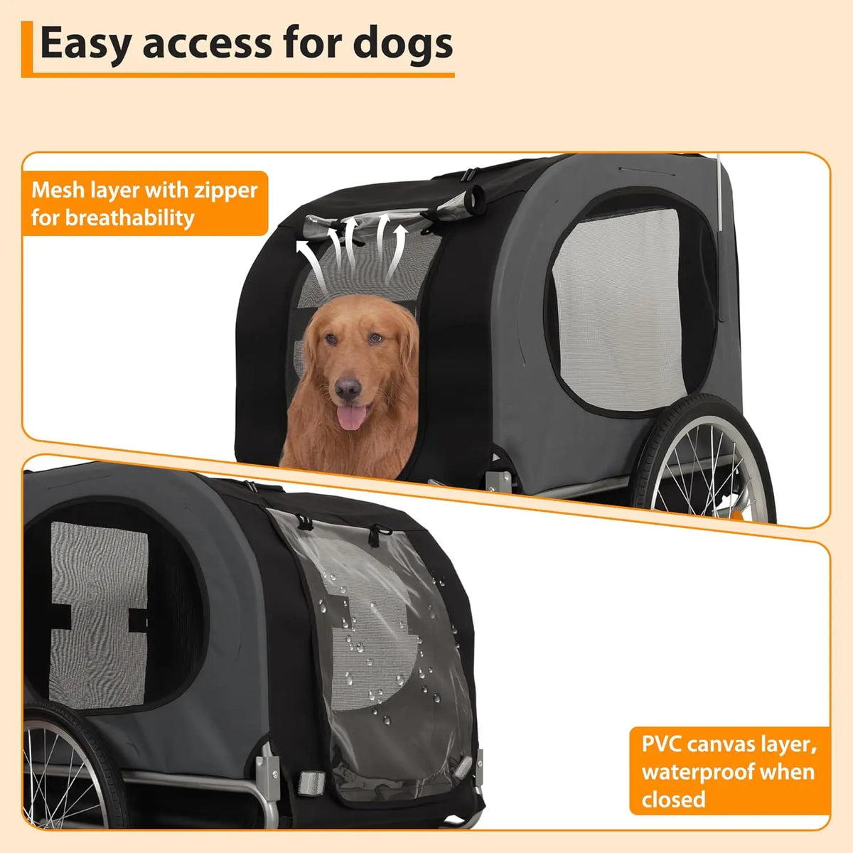 HiMISS Dog Bike Trailer And Jogging Stroller With Ventilated Design
