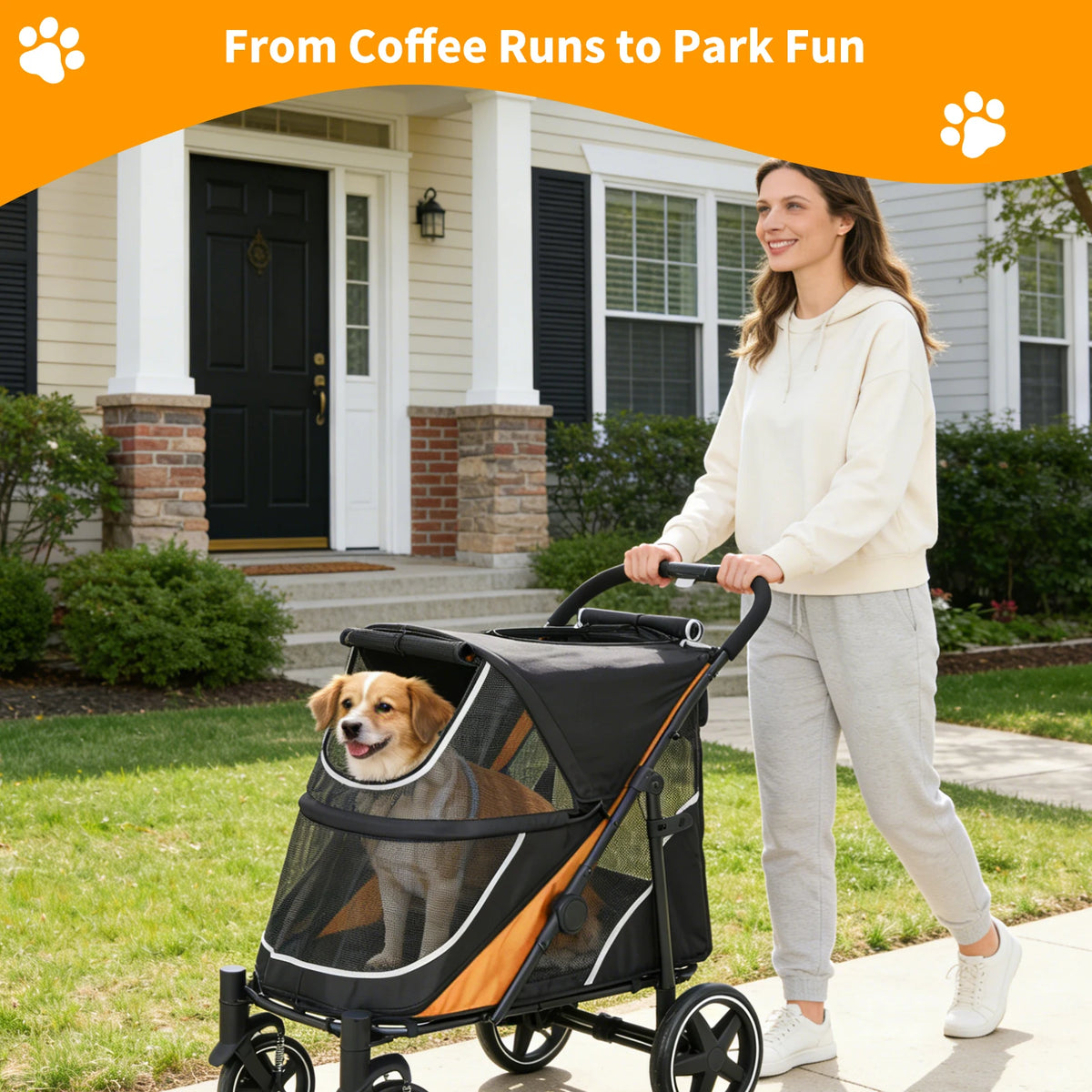 Premium Foldable Pet Stroller With Sunshade And Storage Bag