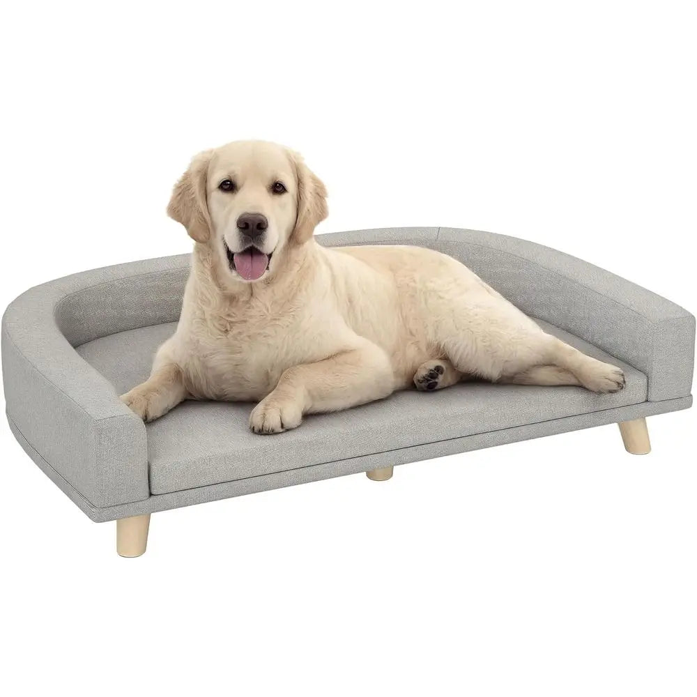 Luxury Pet Sofa Bed With Washable Cushion And Wooden Legs