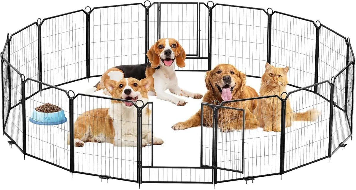 TWISTER.CK Heavy Duty Metal Pet Playpen With Lockable Interlocking Panels