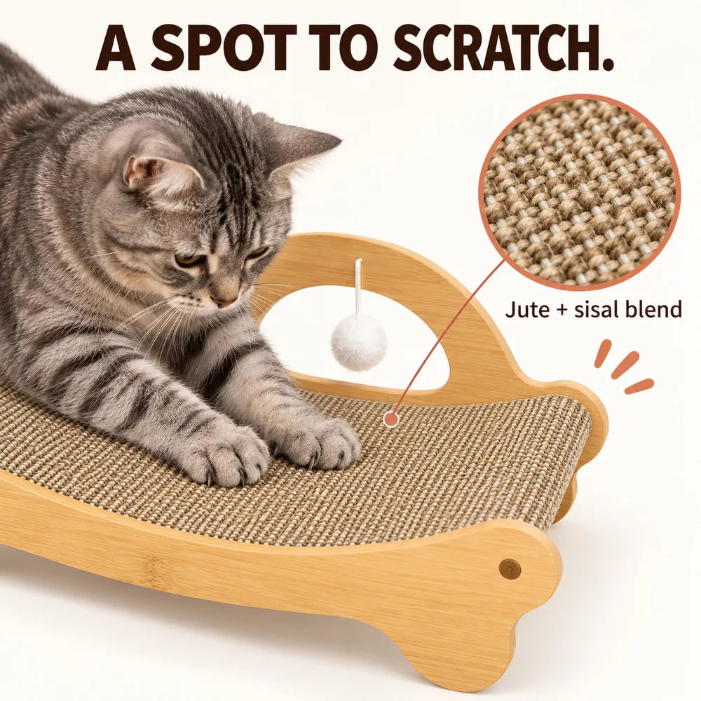 Zoe Cat Scratcher Lounger With Crinkle Tunnel Play Sack