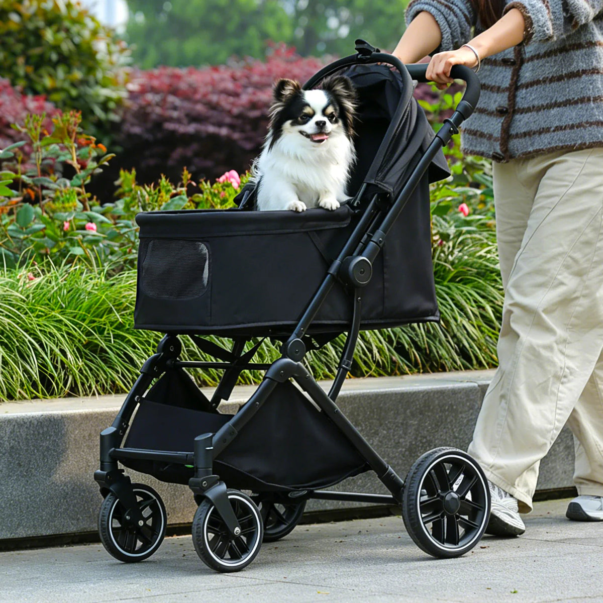 Pawz Road Foldable Pet Stroller With Secure Storage Basket