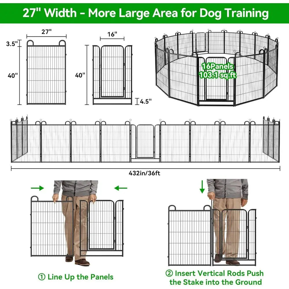 Heavy Duty Outdoor Metal Dog Playpen With Anti-Rust Coating