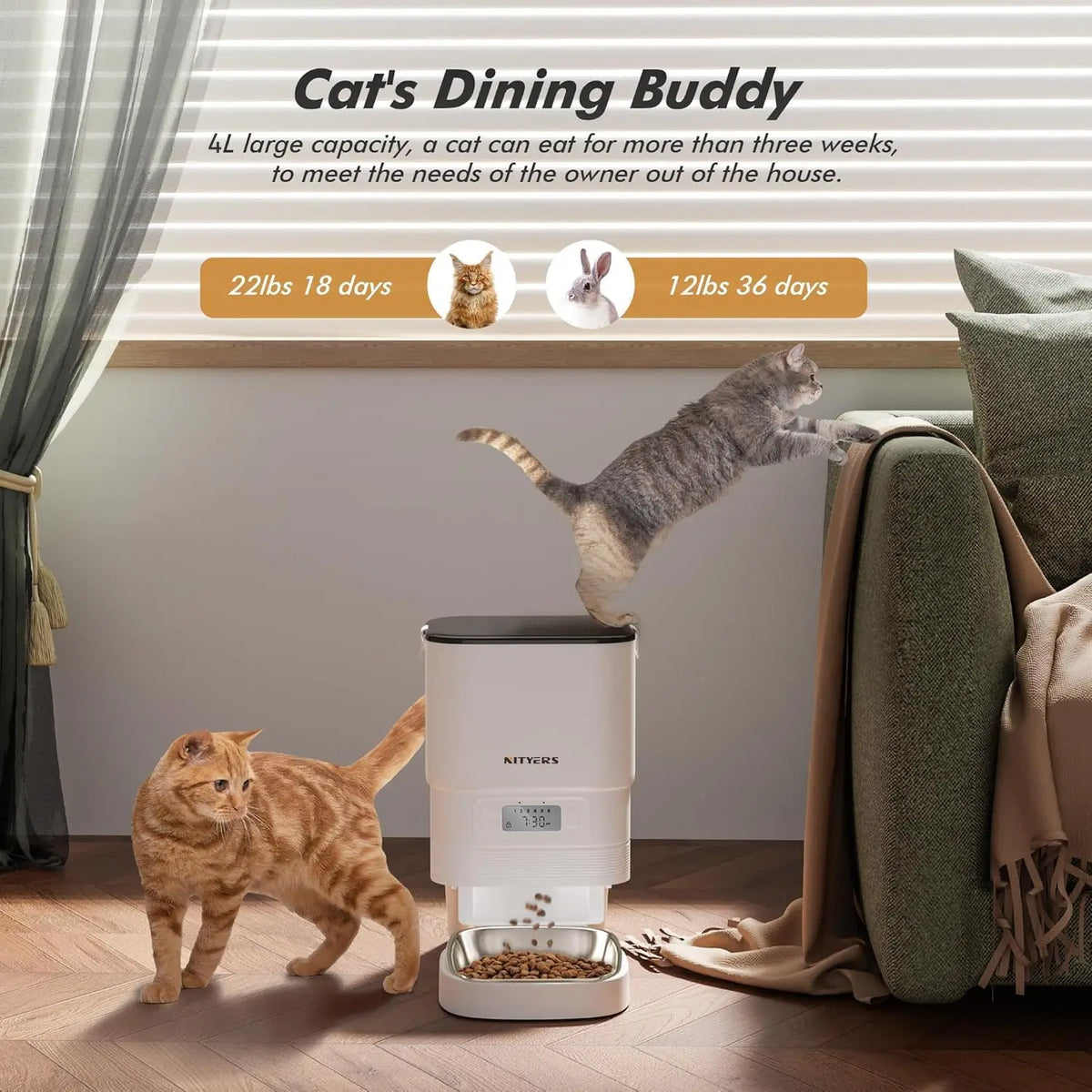 Nityers Smart Automatic Pet Feeder With WiFi App Control and Voice Recording