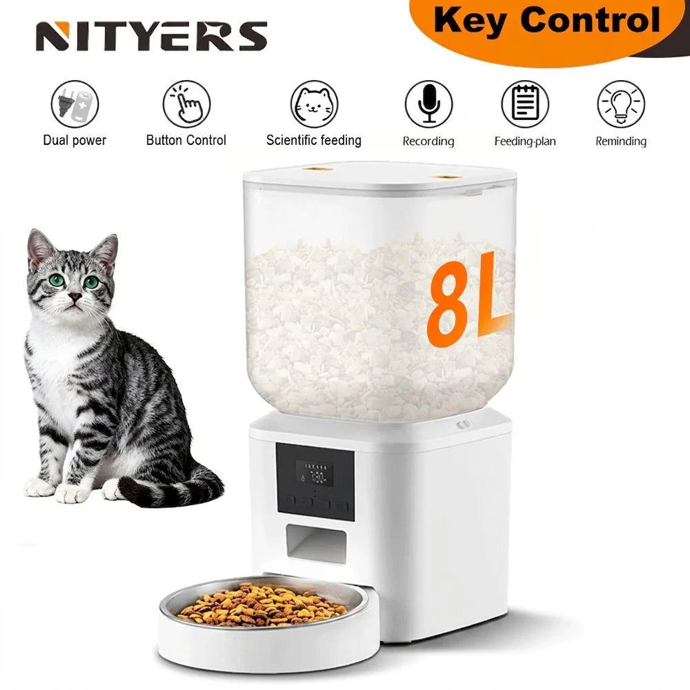 Nityers Automatic Pet Feeder With Voice Recording And Stainless Bowl