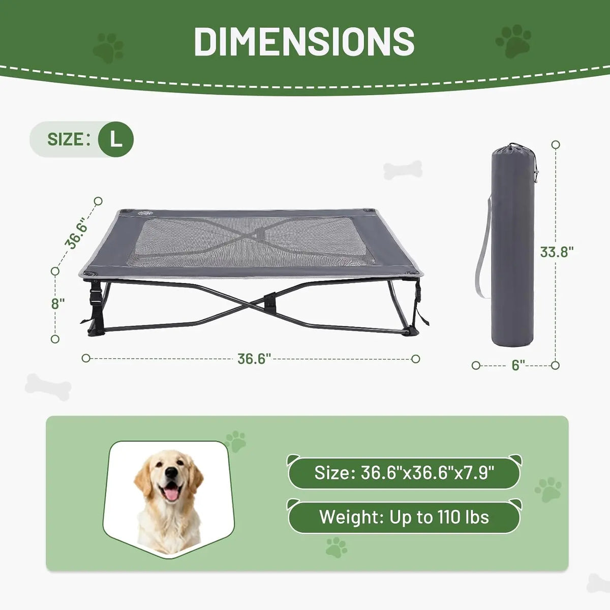 Foldable Elevated Cooling Dog Bed For Indoor And Outdoor Use