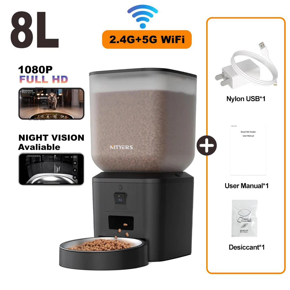 Nityers Smart WiFi Camera Automatic Cat Feeder With Night Vision