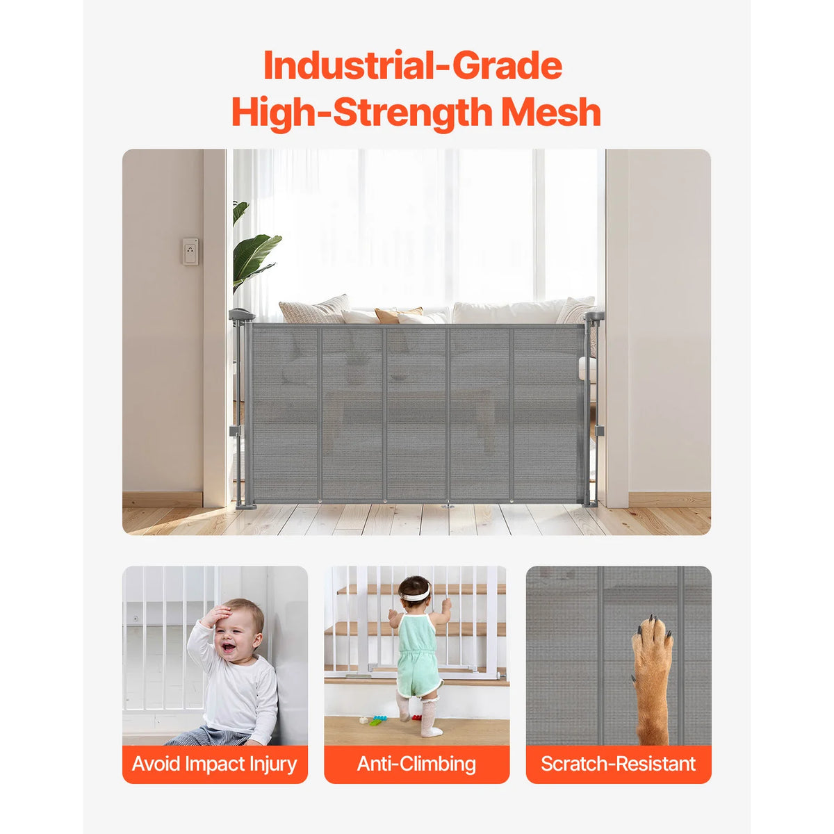 SucceBuy Retractable Safety Gate Mesh Barrier For Kids And Pets