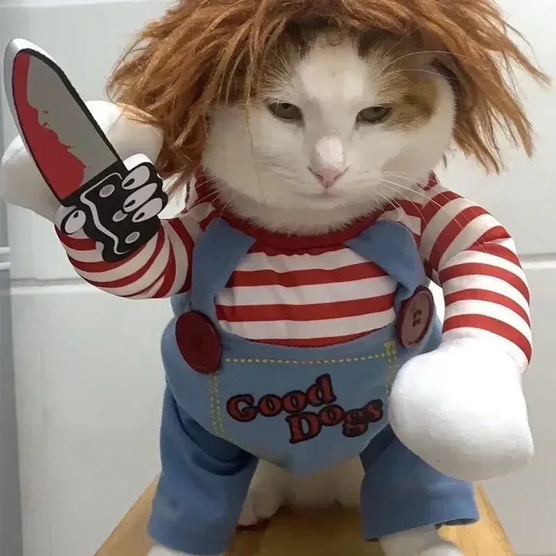 Halloween Chucky 3D Upright Dog Cat Costume Cosplay Outfit