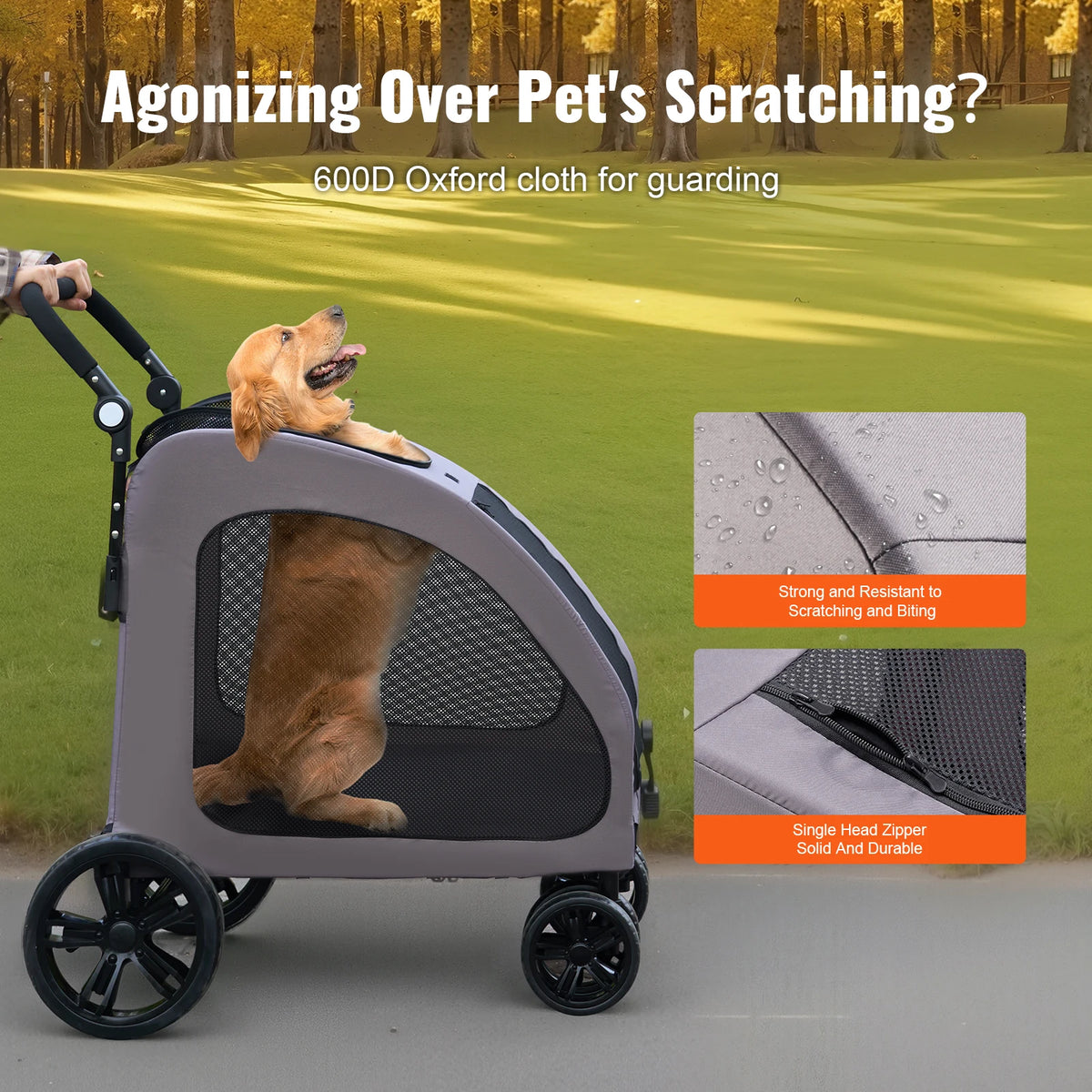 SucceBuy Portable Pet Stroller Carrier With Mesh Windows