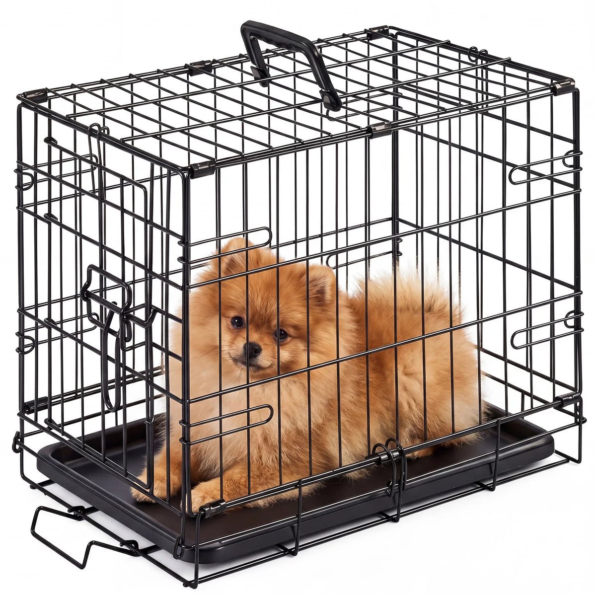 JHK Foldable Metal Dog Crate With Lock And Removable Tray