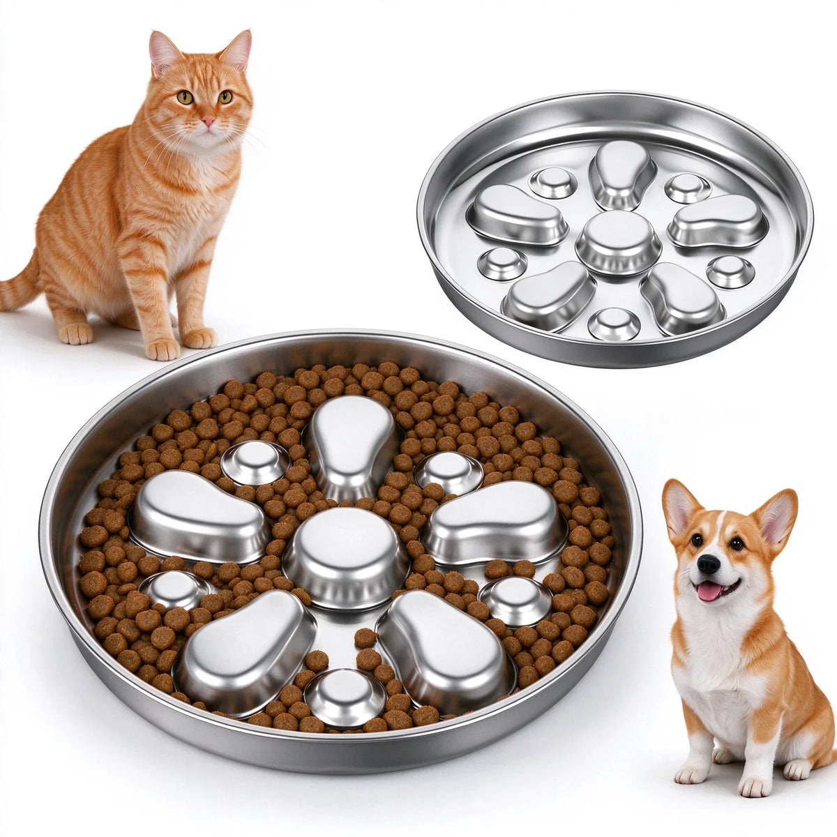 Stainless Steel Slow Feeder Dog Bowl For Pet Wellness