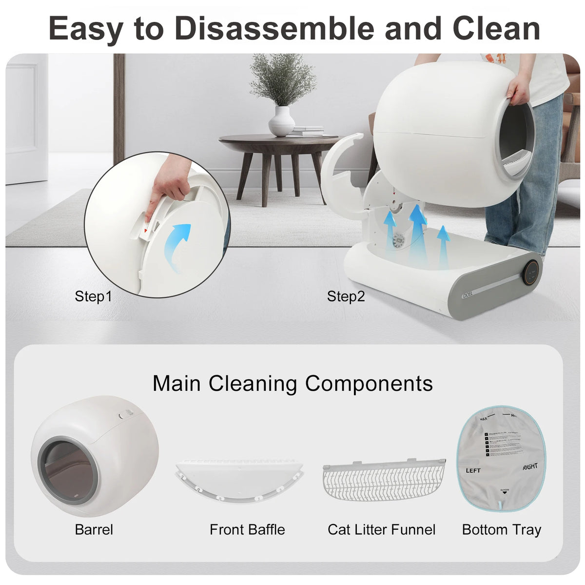 DOEL Smart Self Cleaning Litter Box Via App Control