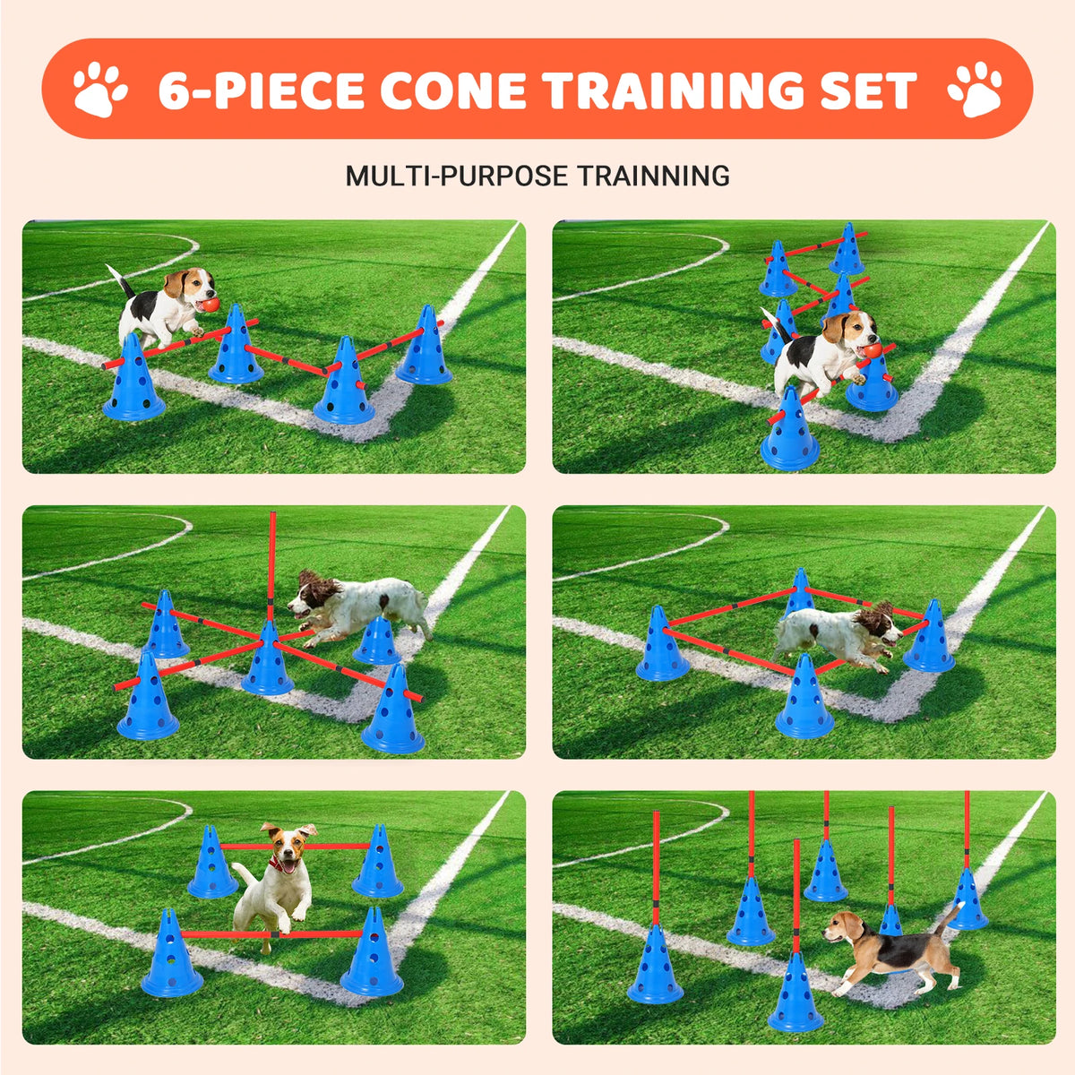 Adjustable Dog Agility Training Cone And Hurdle Set