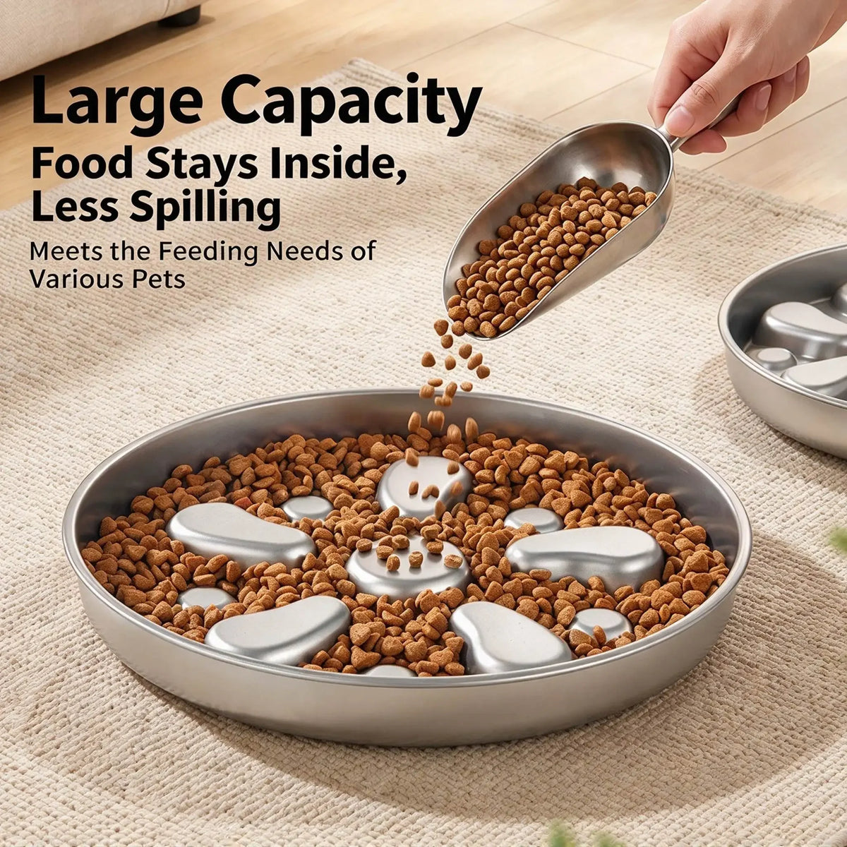 Stainless Steel Slow Feeder Dog Bowl For Pet Wellness