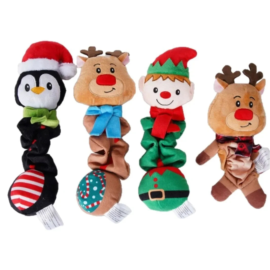 Christmas Elf Penguin Fleece Squeaky Dog Toy For Pets