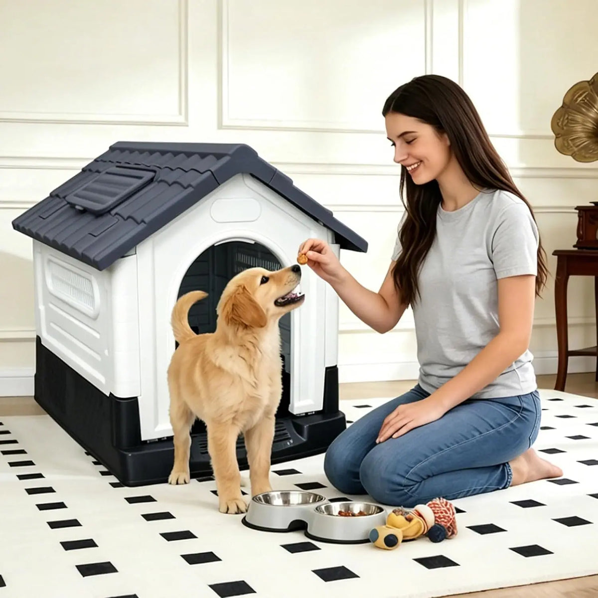 Twister Ck Two Door Elevated Waterproof Indoor Outdoor Dog House