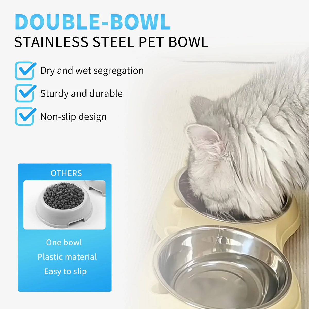 Stainless Steel Double Pet Feeder Bowl For Cats And Dogs