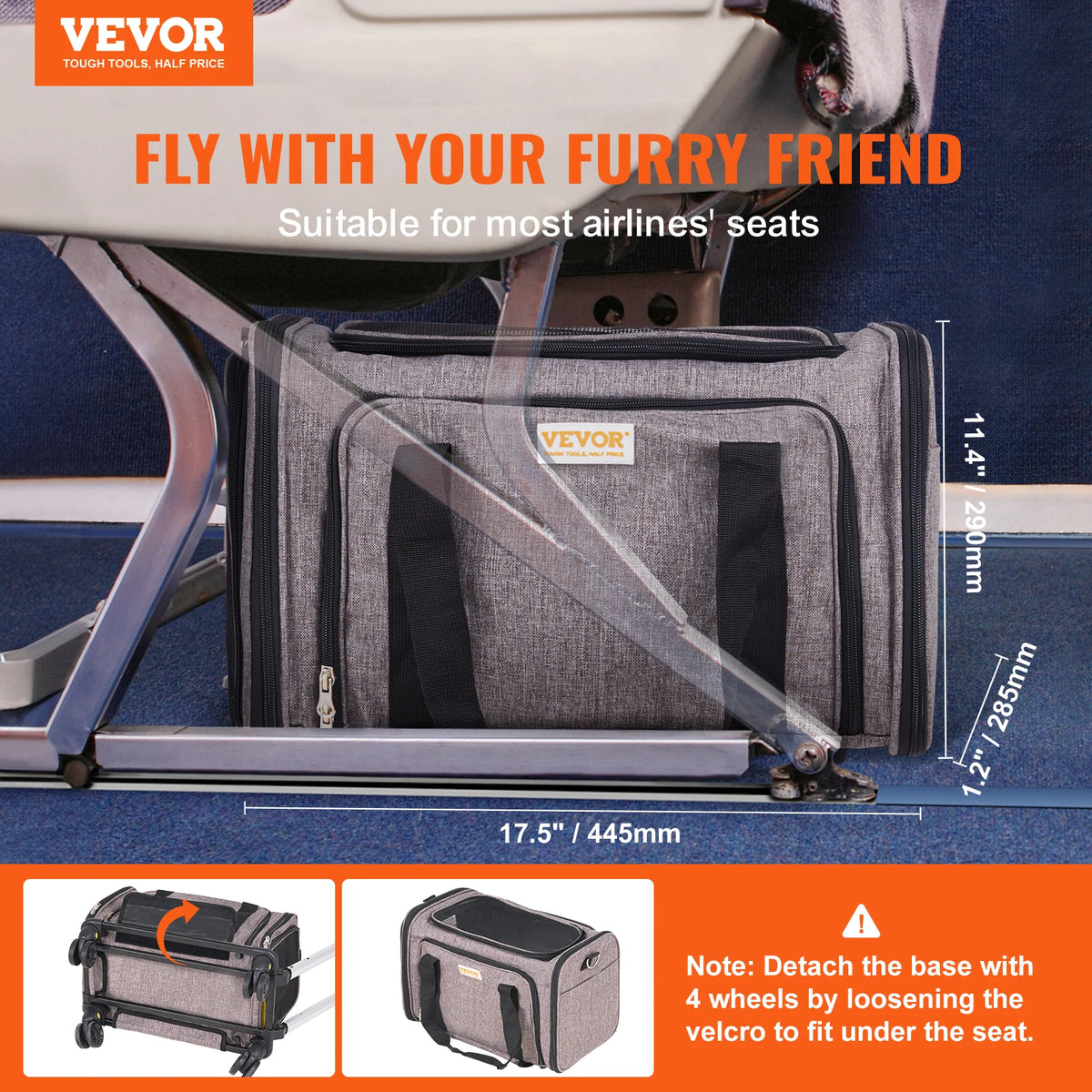 Breathable Pet Travel Backpack With Wheeled Handle And Shoulder Strap