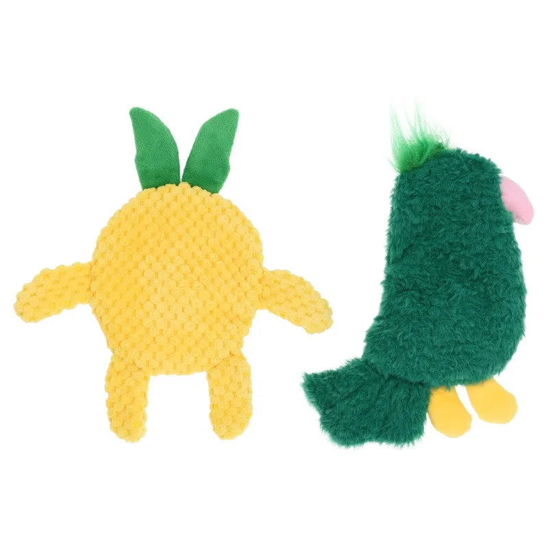 Premium Crinkle Plush Dog Toys Bird Pineapple Design 2 Pack