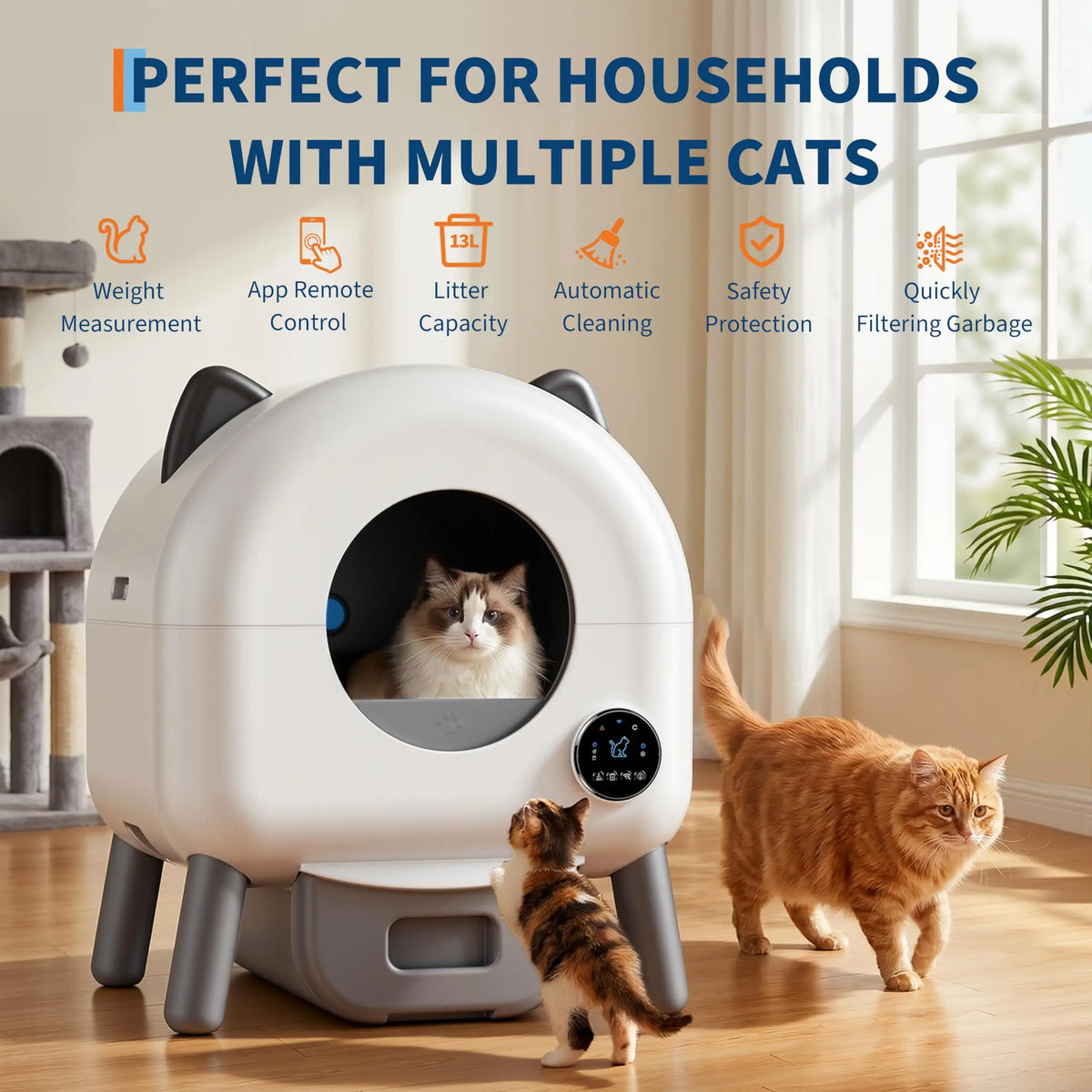 HiMiss Automatic Self Cleaning Cat Litter Box Smart App Controlled