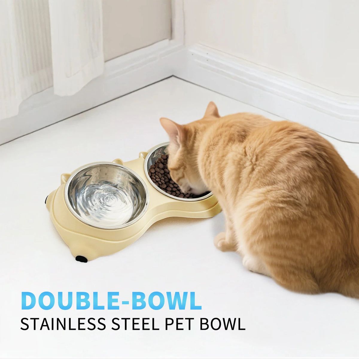 Stainless Steel Double Pet Feeder Bowl For Cats And Dogs