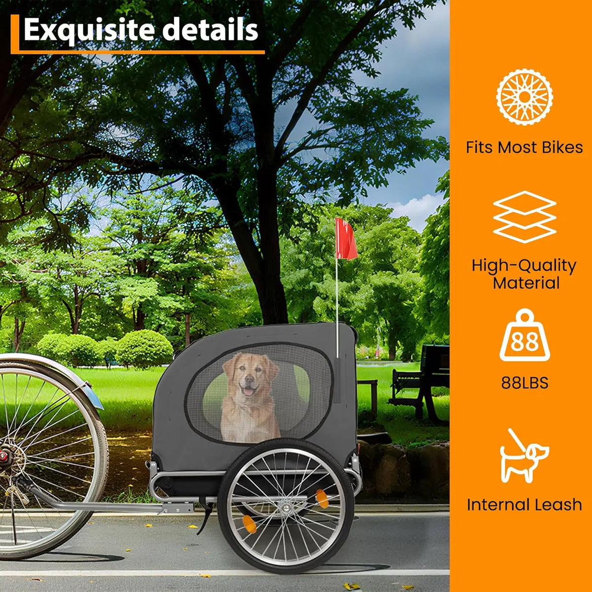HiMISS Dog Bike Trailer And Jogging Stroller With Ventilated Design
