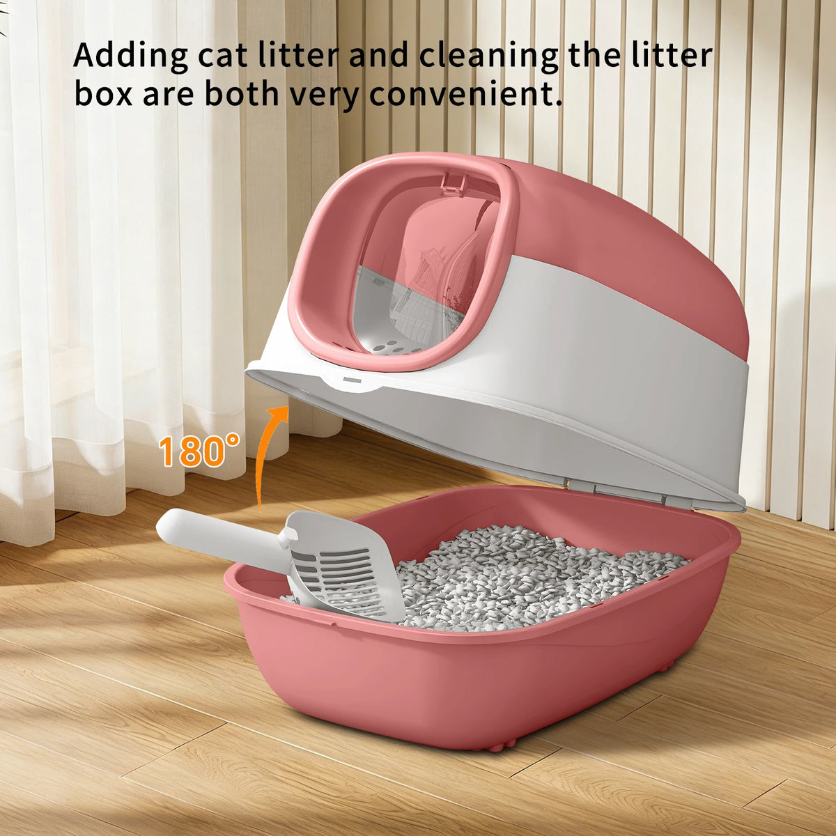 Switchable Open Semi Enclosed Plastic Cat Litter Box