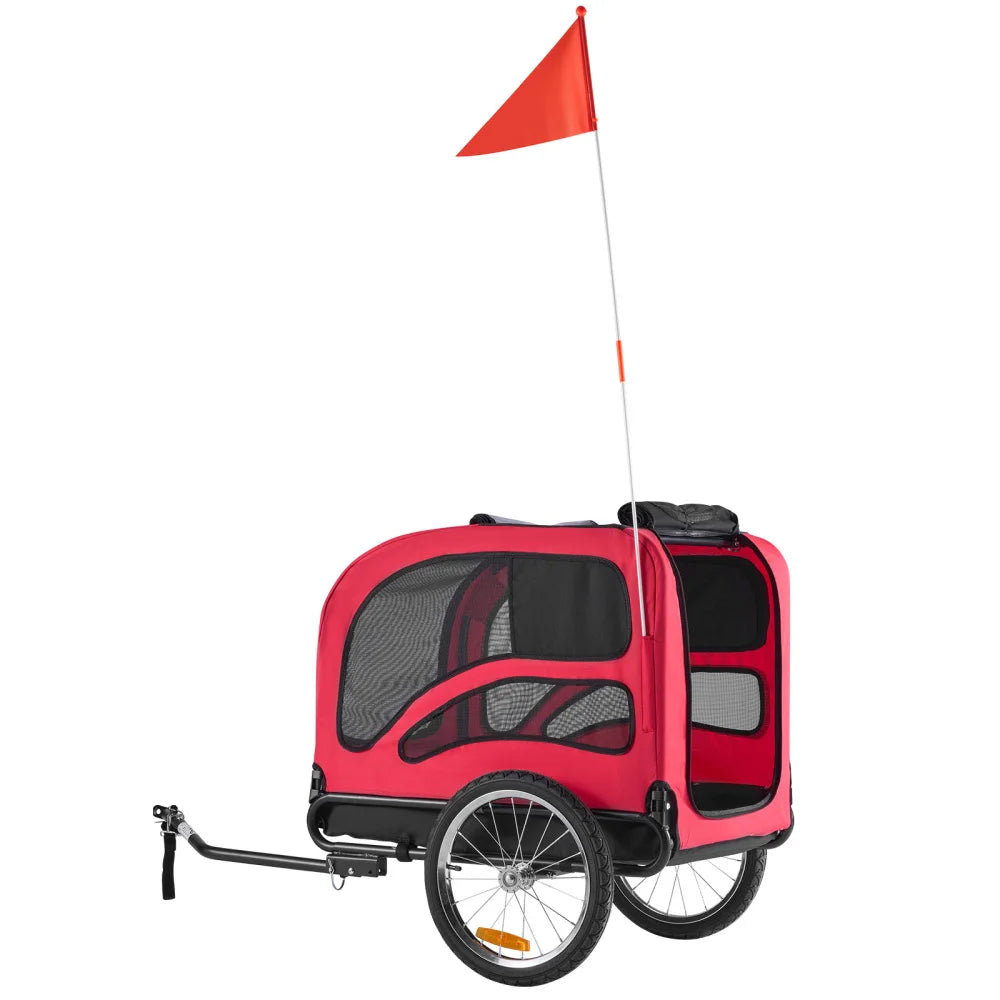 Foldable Dog Bike Trailer With Spacious Ventilated Cabin