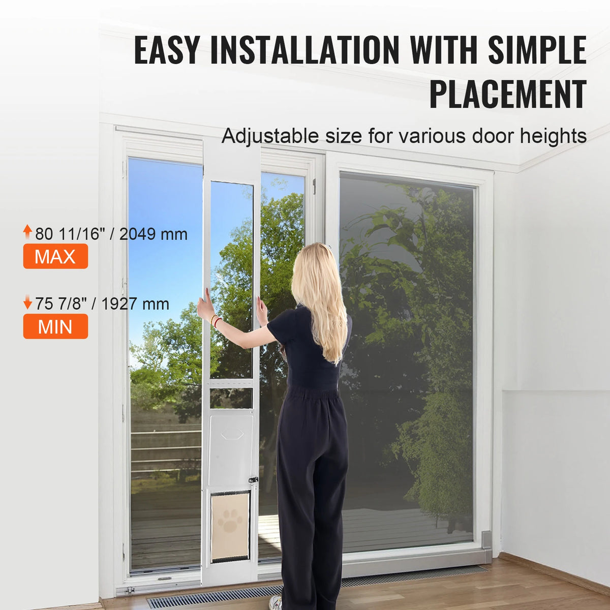 SucceBuy Adjustable Sliding Glass Door Pet Door With Aluminum Frame