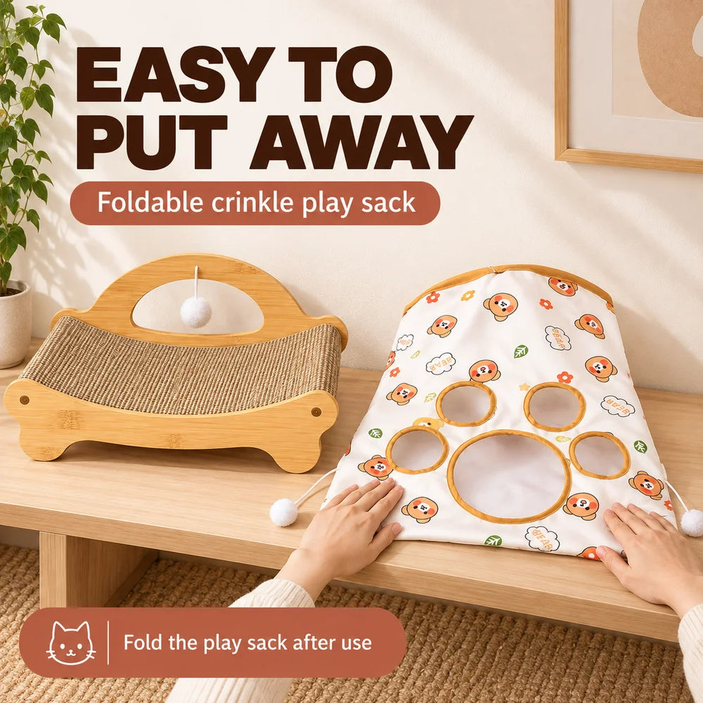 Zoe Cat Scratcher Lounger With Crinkle Tunnel Play Sack