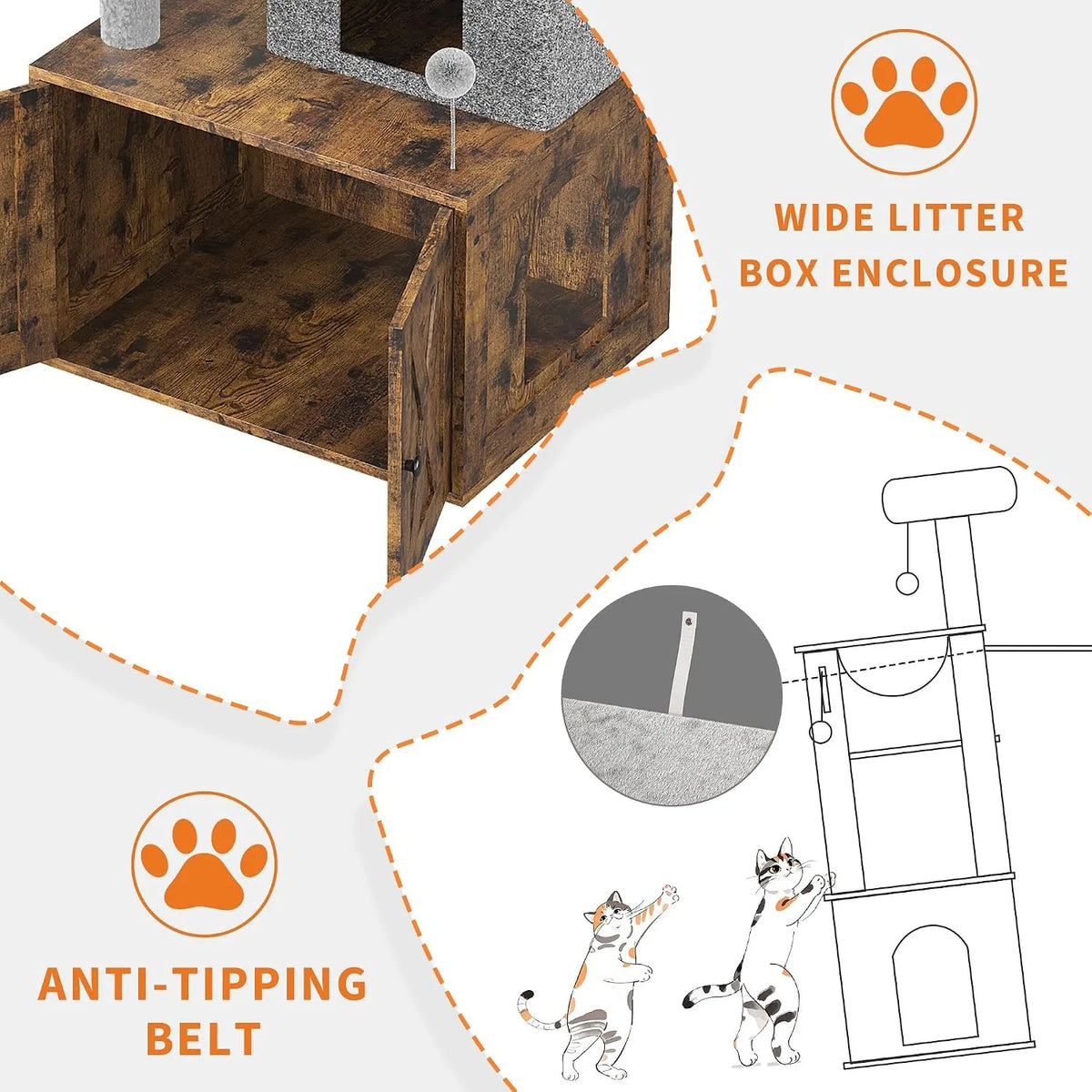 Modern Cat Tree Featuring Integrated Litter Box And Play Platforms