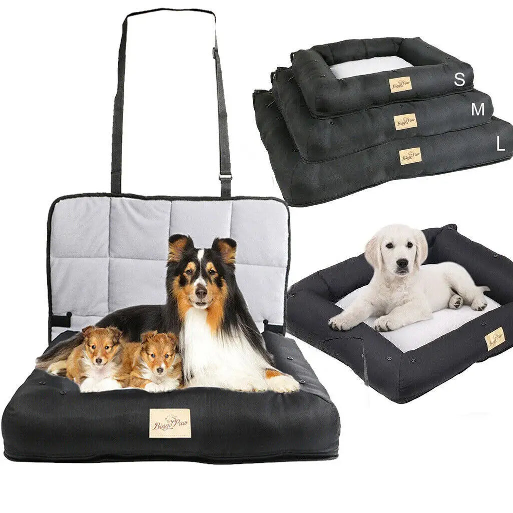 BINGOPAW Waterproof Dog Car Seat Bed With Removable Cushion Cover