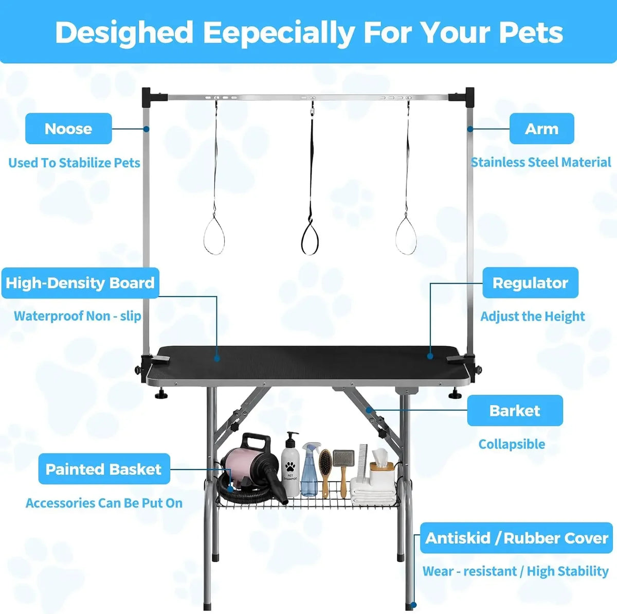 Garvee Professional Foldable Stainless Steel Dog Grooming Table