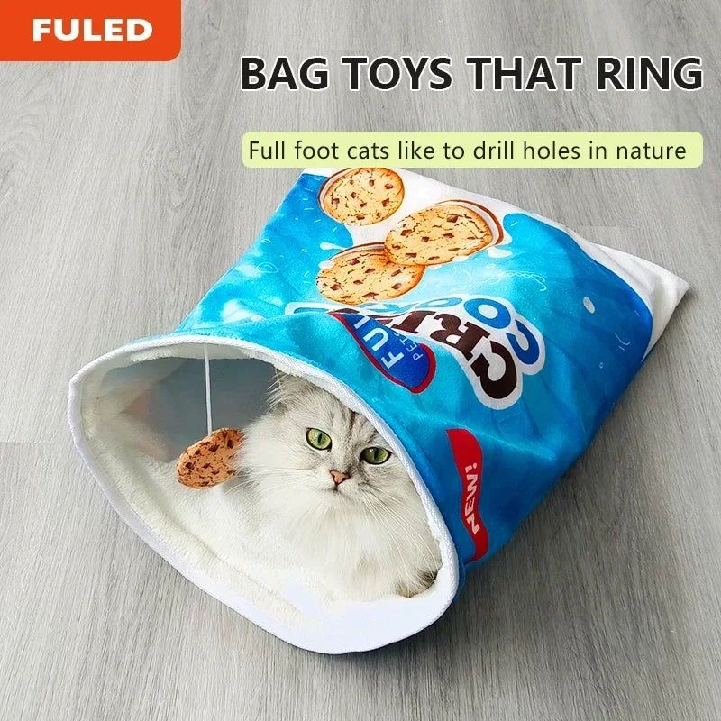Interactive Collapsible Cat Tunnel Toy With Plush Ball