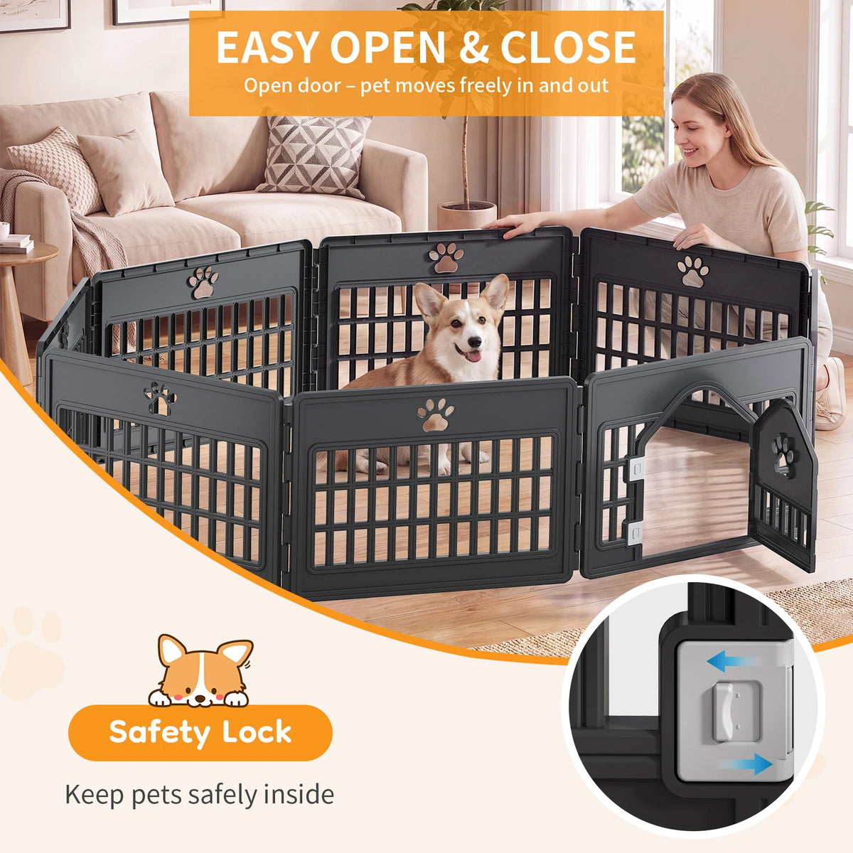 Jhk Expandable Dog Playpen Portable Durable Pet Fence Indoor Outdoor
