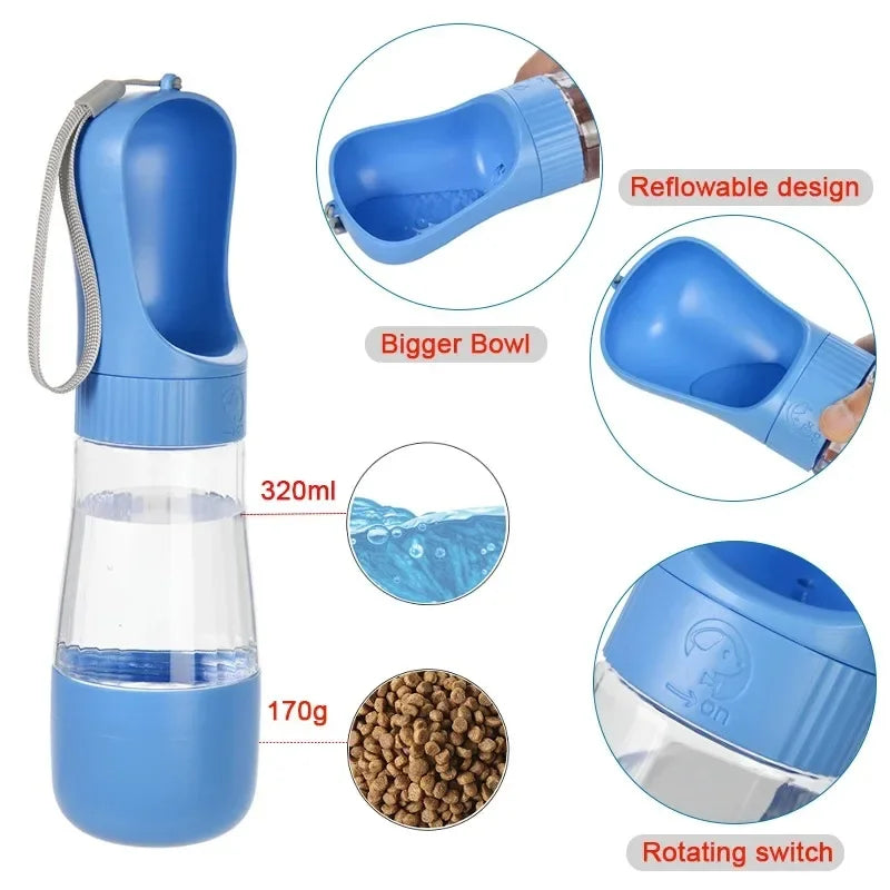 Glass Pet Water And Food Dispenser Bottle Portable For Dogs