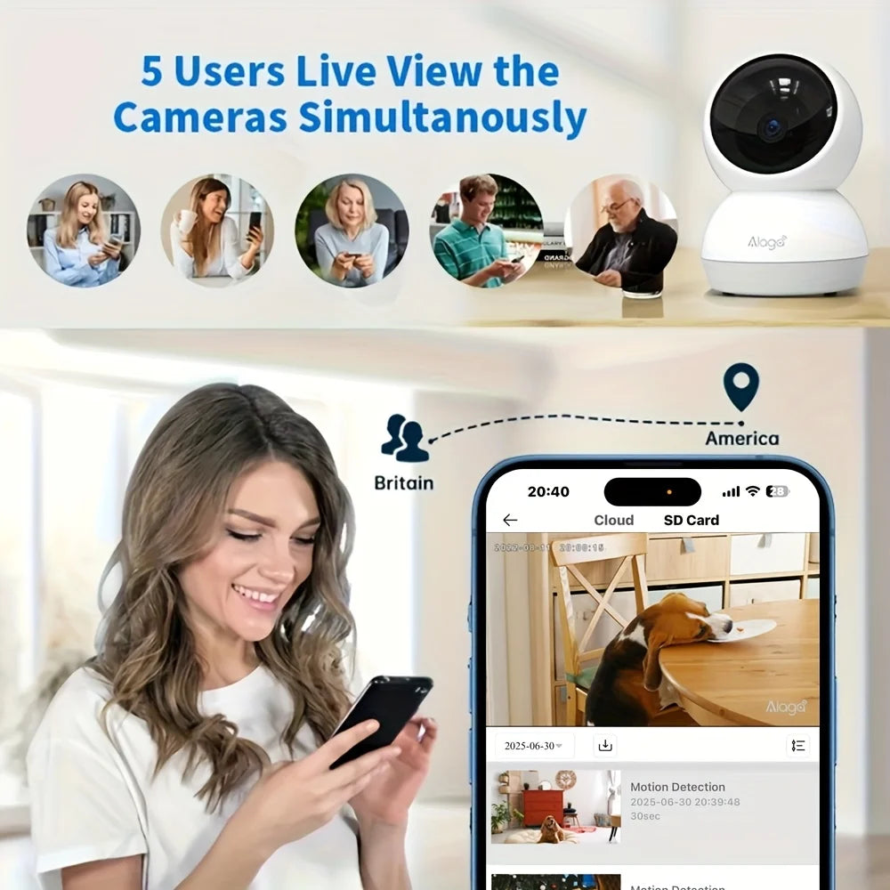 ALAGA Pet Camera With AI Tracking And Two Way Audio