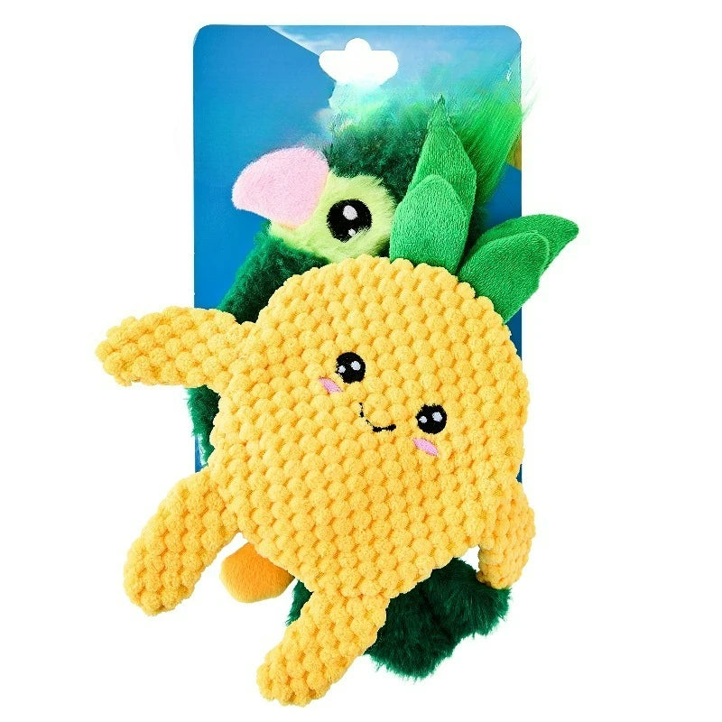 Premium Crinkle Plush Dog Toys Bird Pineapple Design 2 Pack