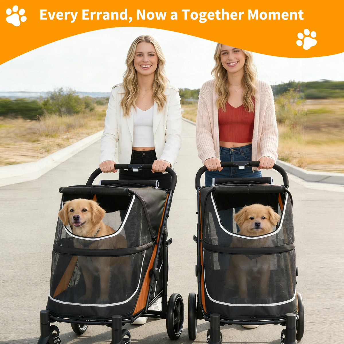 Premium Foldable Pet Stroller With Sunshade And Storage Bag