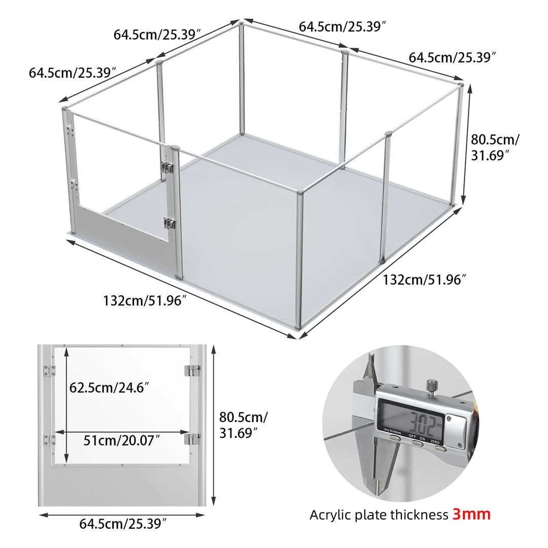 BINGOPAW Clear Acrylic Pet Playpen Waterproof Pad For Small Pets