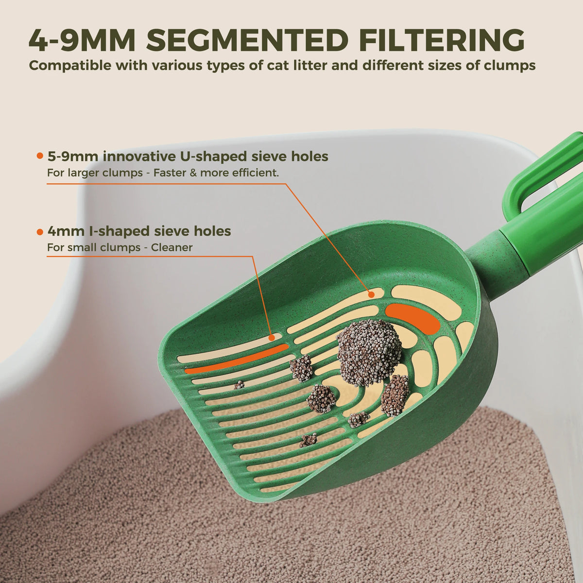 Cactus Cat Litter Scooper With Integrated Holder And Storage