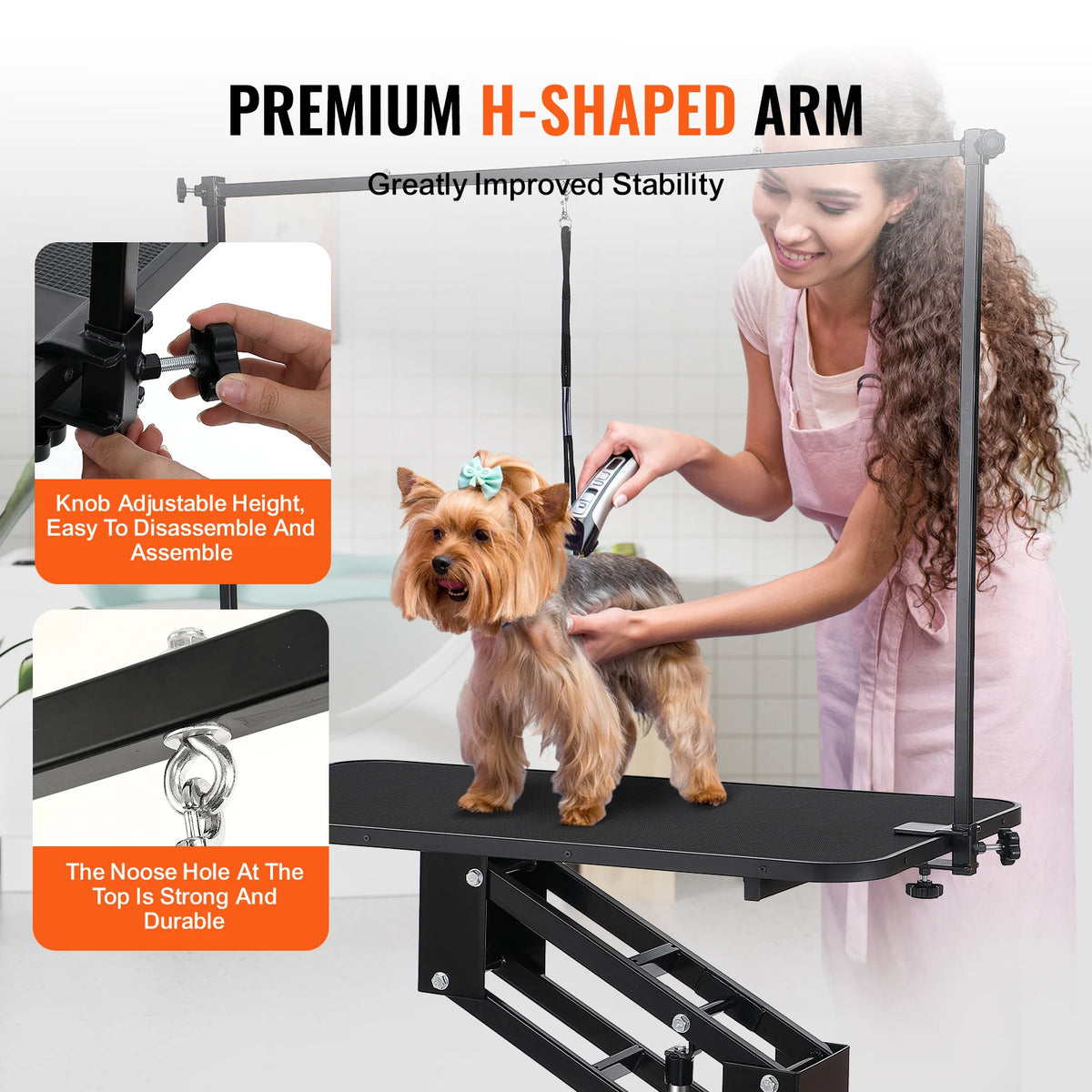 VEVOR Hydraulic Pet Grooming Table Adjustable Height Safety Arm