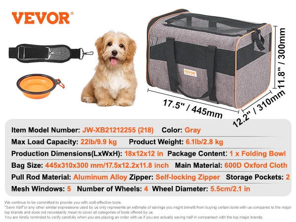 Breathable Pet Travel Backpack With Wheeled Handle And Shoulder Strap